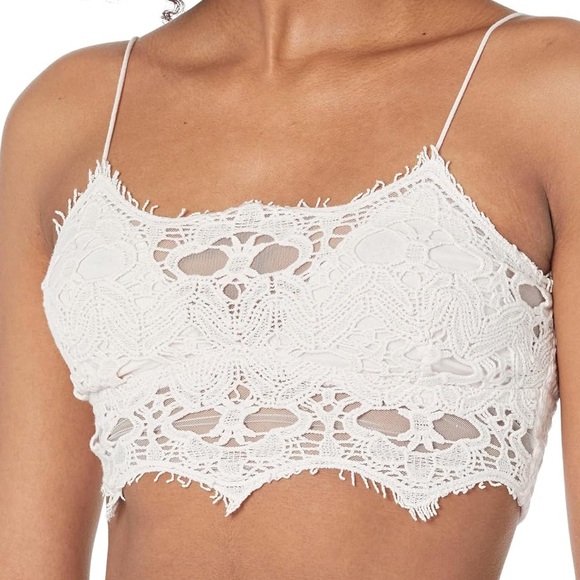 FP One Large Top Athena Scallop Crochet Bralette Free People in red tulip - Picture 8 of 11